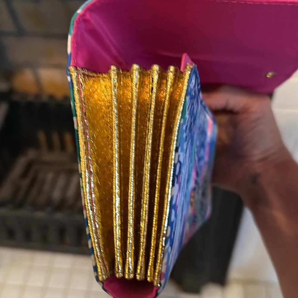 Lilly Pulitzer Blue and Pink Tropical Travel Clutch /Document holder- never used
